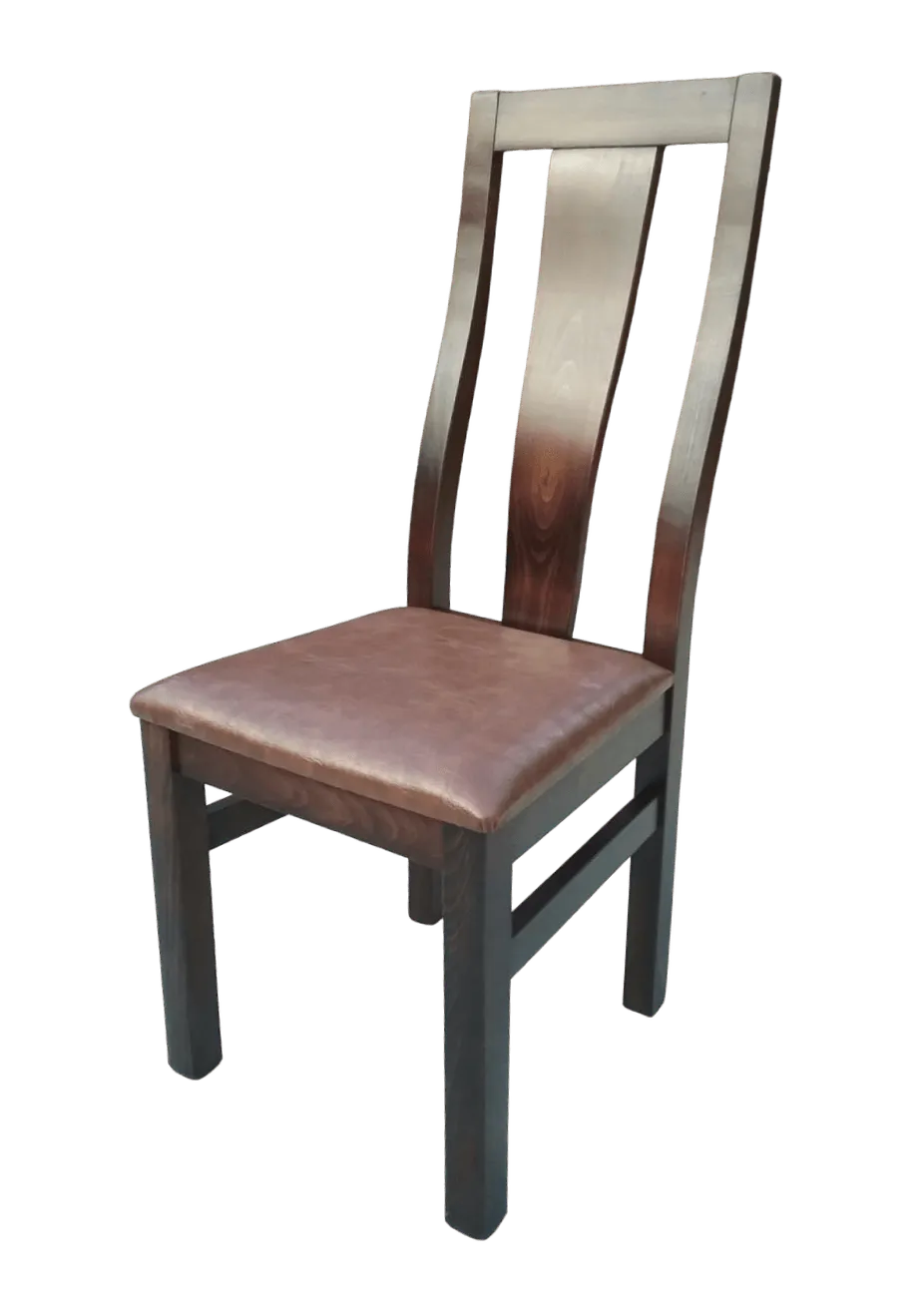 scaun horeca cristin culoare nuc roscat lemn de fag tapitat cu piele ecologica