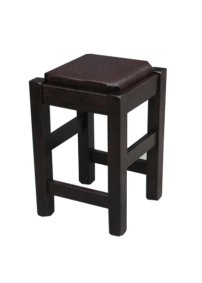 taburet negru din lemn masiv de fag tapitat cu piele ecologica