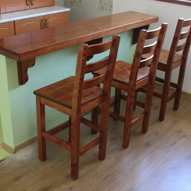 Scaune de bar din lemn masiv pentru bucatarie