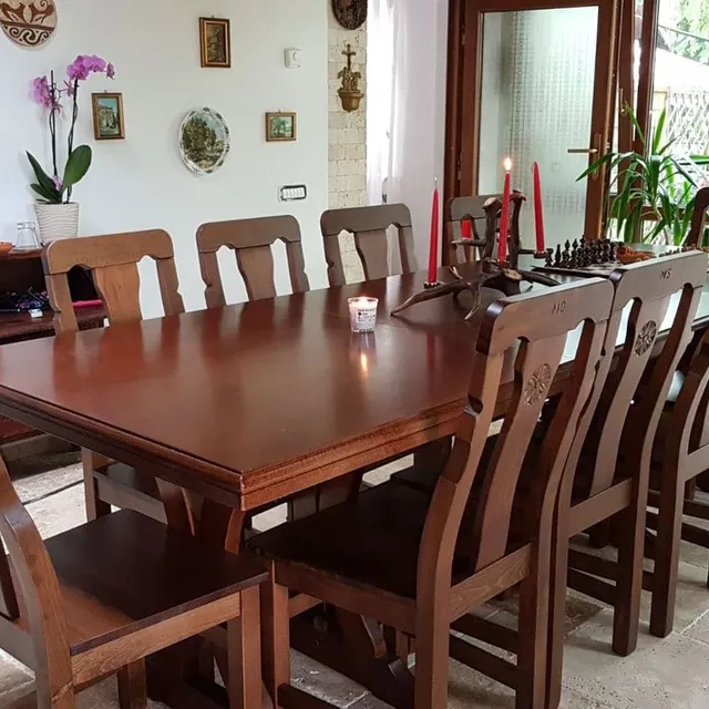 set scaune si masa din lemn masiv